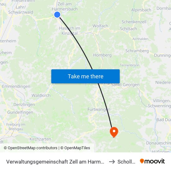 Verwaltungsgemeinschaft Zell am Harmersbach to Schollach map