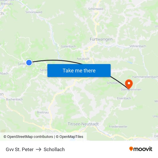 Gvv St. Peter to Schollach map