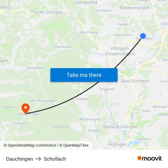 Dauchingen to Schollach map