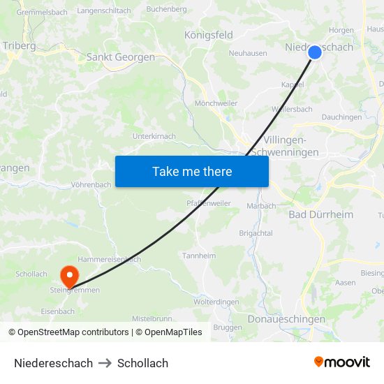 Niedereschach to Schollach map