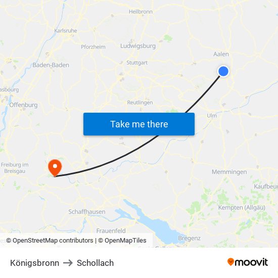 Königsbronn to Schollach map