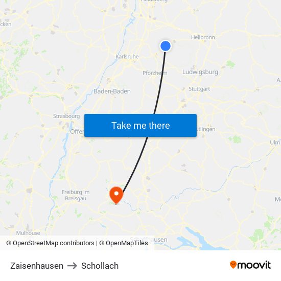 Zaisenhausen to Schollach map