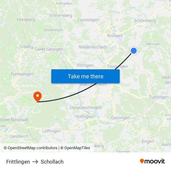 Frittlingen to Schollach map