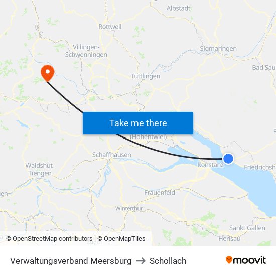 Verwaltungsverband Meersburg to Schollach map