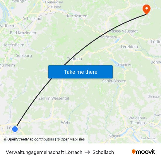 Verwaltungsgemeinschaft Lörrach to Schollach map