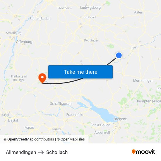 Allmendingen to Schollach map