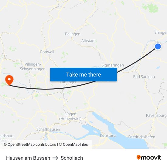 Hausen am Bussen to Schollach map