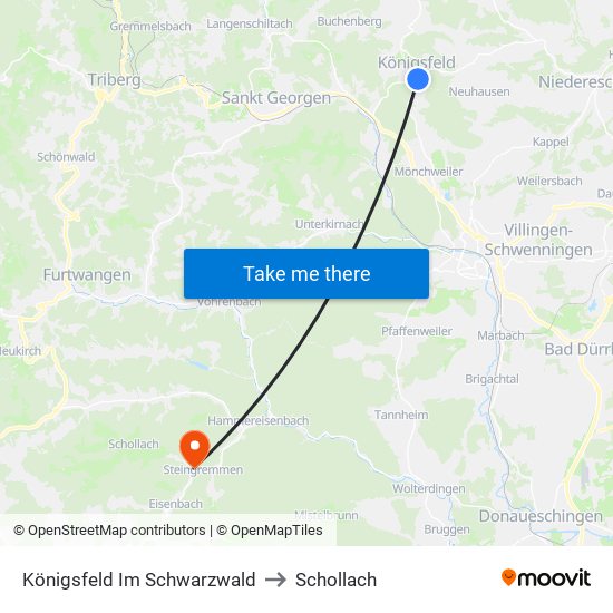 Königsfeld Im Schwarzwald to Schollach map