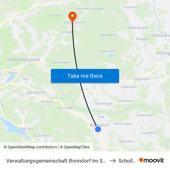 Verwaltungsgemeinschaft Bonndorf Im Schwarzwald to Schollach map