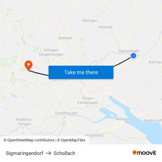 Sigmaringendorf to Schollach map
