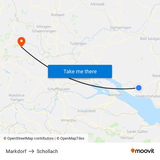 Markdorf to Schollach map