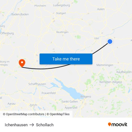 Ichenhausen to Schollach map