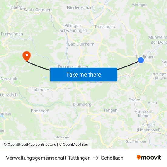 Verwaltungsgemeinschaft Tuttlingen to Schollach map