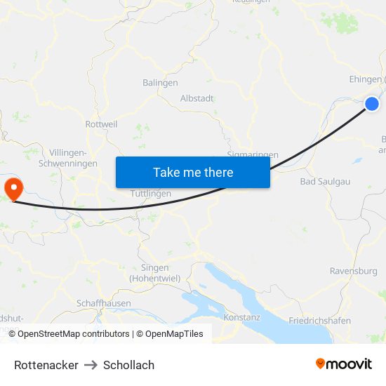 Rottenacker to Schollach map