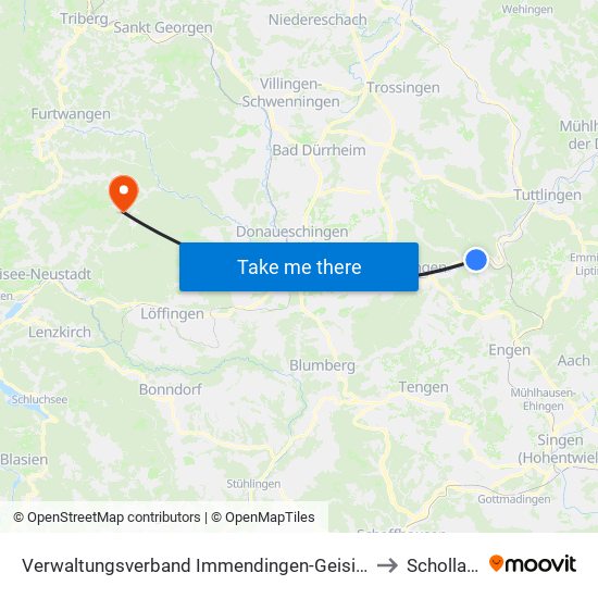 Verwaltungsverband Immendingen-Geisingen to Schollach map