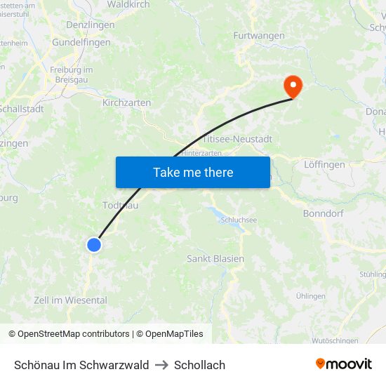 Schönau Im Schwarzwald to Schollach map