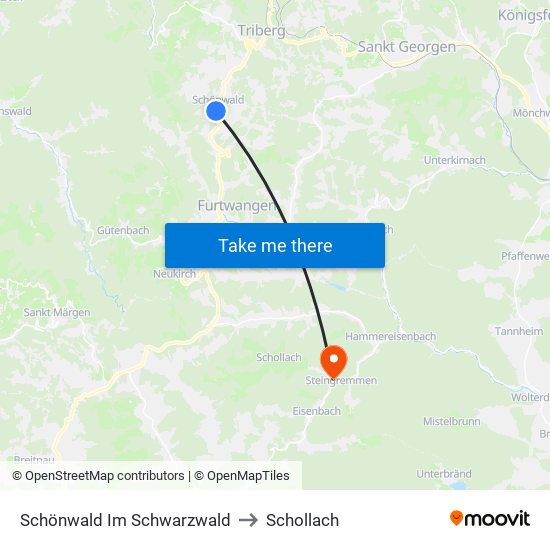 Schönwald Im Schwarzwald to Schollach map