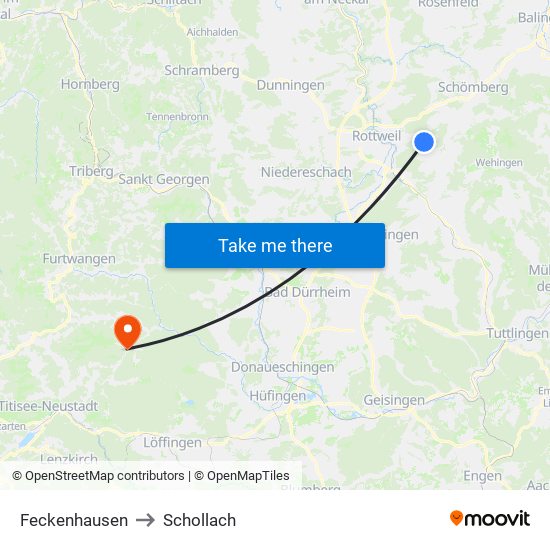 Feckenhausen to Schollach map