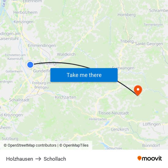 Holzhausen to Schollach map