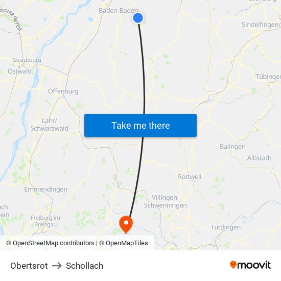 Obertsrot to Schollach map