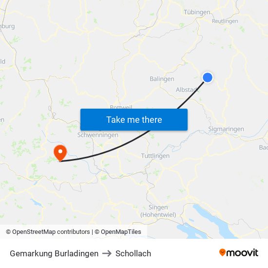 Gemarkung Burladingen to Schollach map
