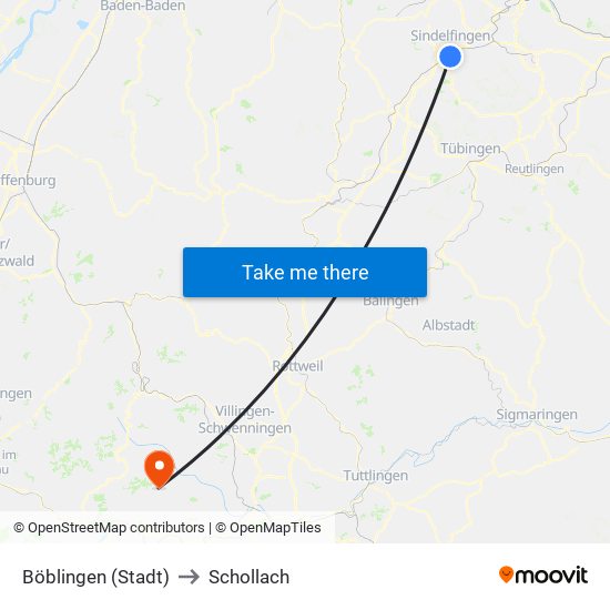 Böblingen (Stadt) to Schollach map