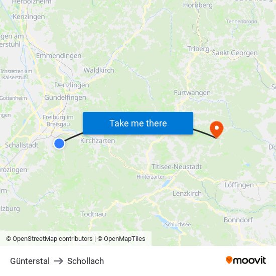 Günterstal to Schollach map