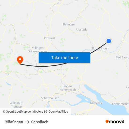 Billafingen to Schollach map