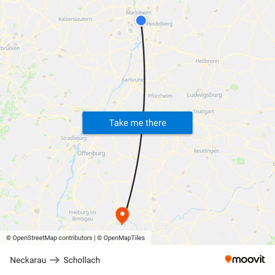 Neckarau to Schollach map