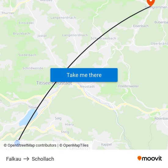 Falkau to Schollach map