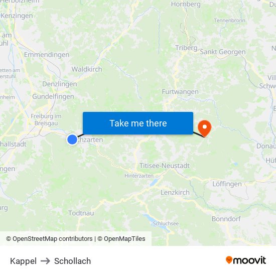 Kappel to Schollach map