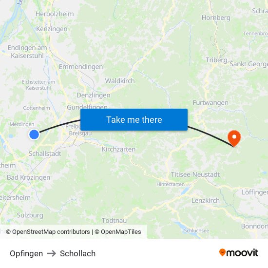 Opfingen to Schollach map