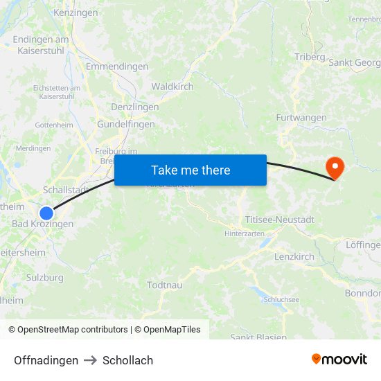 Offnadingen to Schollach map