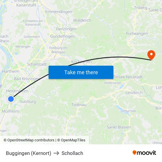 Buggingen (Kernort) to Schollach map