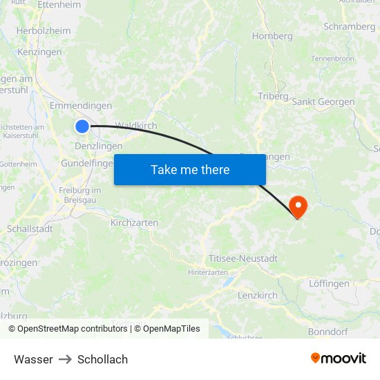 Wasser to Schollach map