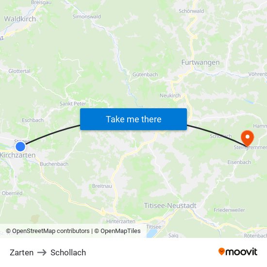 Zarten to Schollach map