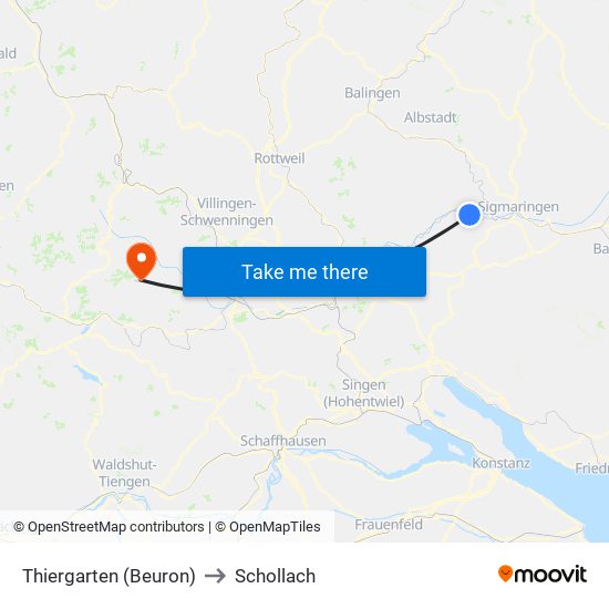 Thiergarten (Beuron) to Schollach map