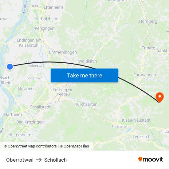 Oberrotweil to Schollach map