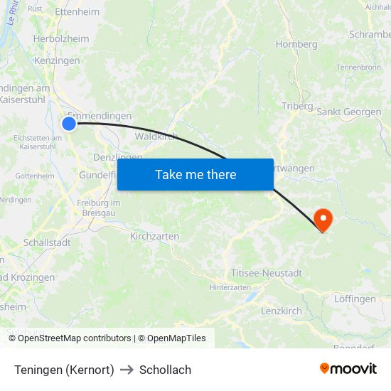 Teningen (Kernort) to Schollach map