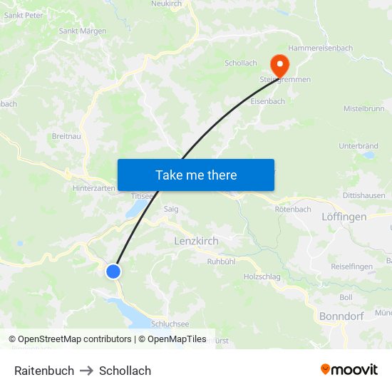 Raitenbuch to Schollach map