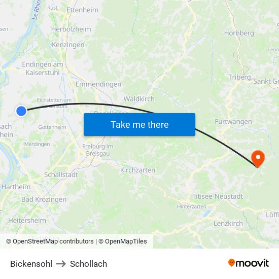 Bickensohl to Schollach map