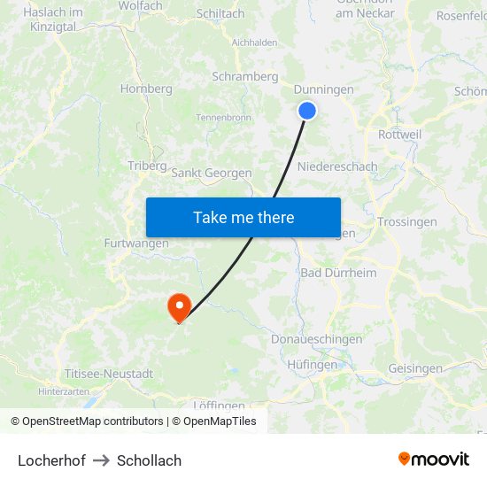 Locherhof to Schollach map