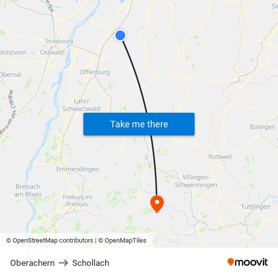 Oberachern to Schollach map