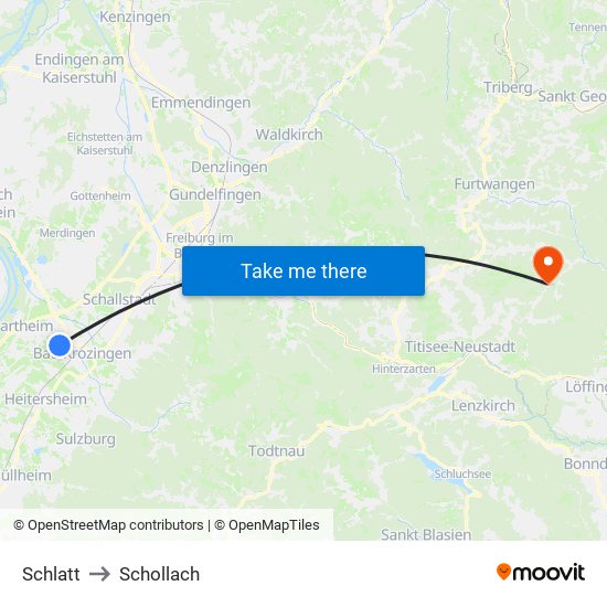 Schlatt to Schollach map