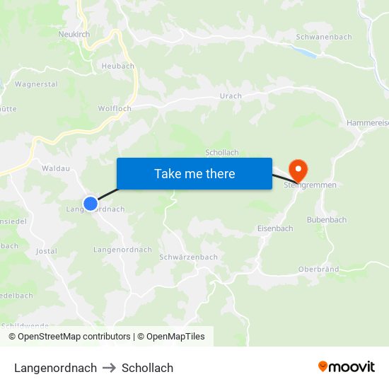 Langenordnach to Schollach map