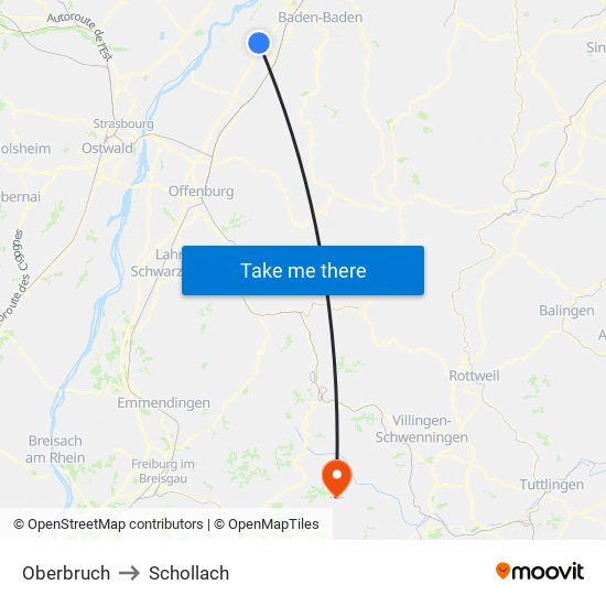 Oberbruch to Schollach map