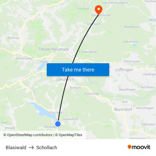 Blasiwald to Schollach map