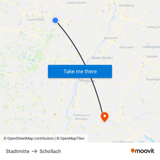 Stadtmitte to Schollach map