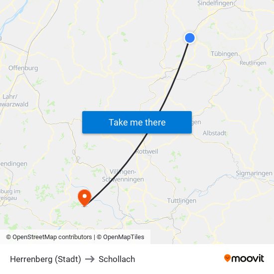 Herrenberg (Stadt) to Schollach map