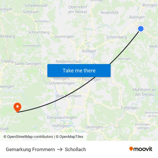 Gemarkung Frommern to Schollach map